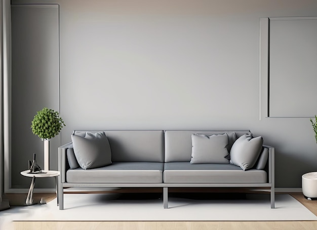 Photo gray sofa in living room for mockup