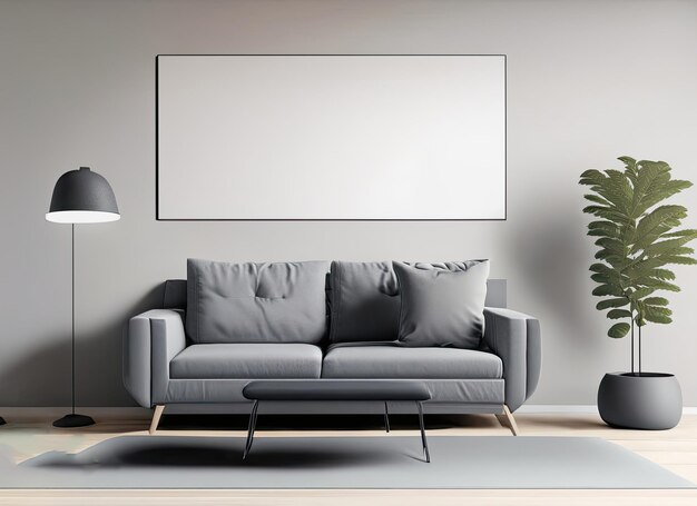 Photo gray sofa in living room for mockup