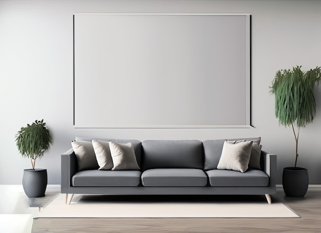 Photo gray sofa in living room for mockup