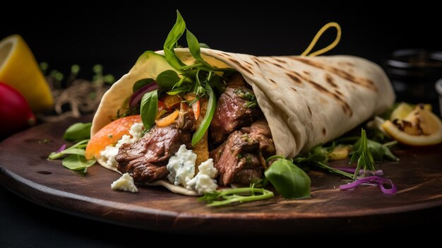 Photo photo of greek gyro as a dish in a highend restaurant