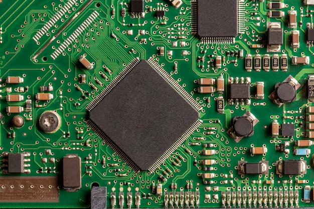 Photo of a green circuit board. photo for space.