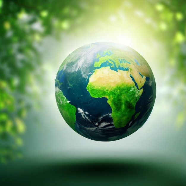 Photo photo a green earth background for enviroment day generated ai