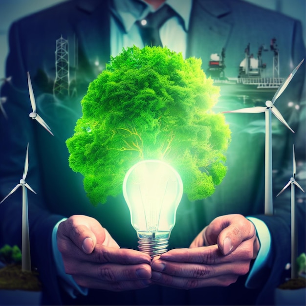 Photo a green earth energy concept background