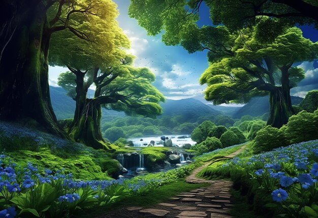 Photo of green forest jungle wallpaper design