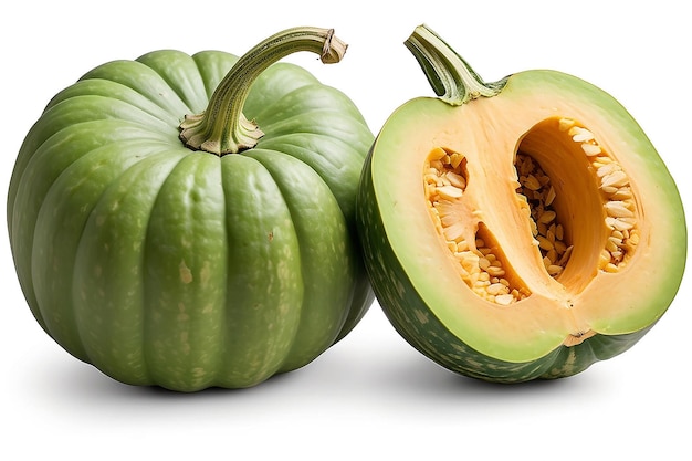 Photo green pumpkin isolated on white background clipping paths