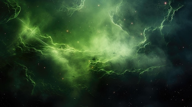 Foto foto di una nebulosa spaziale verde