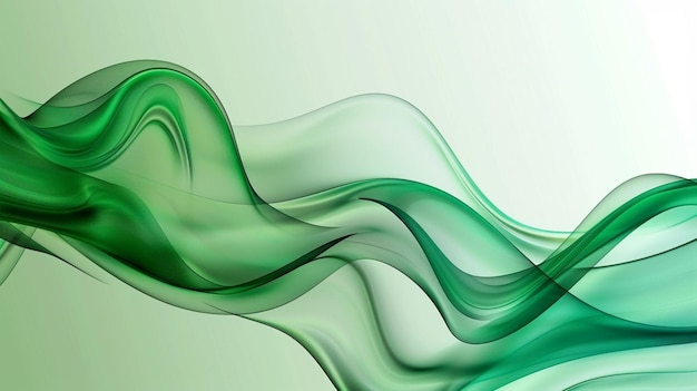 Photo of Green waves on a white background Ai Generated