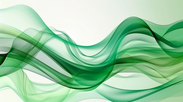 Photo of Green waves on a white background Ai Generated