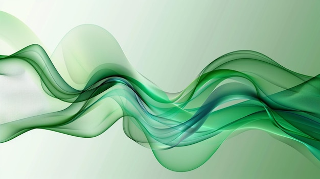 Photo of Green waves on a white background Ai Generated