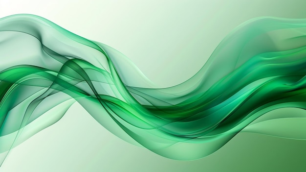 Photo of Green waves on a white background Ai Generated