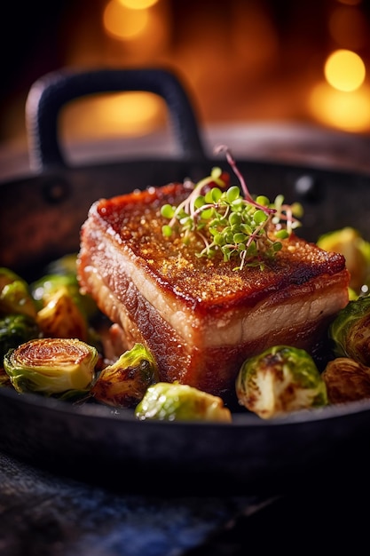 Photo grilled crispy pork belly