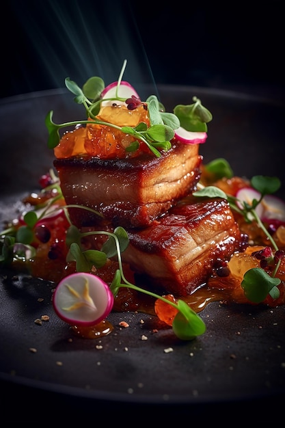 Photo grilled crispy pork belly