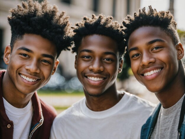 Photo photo of group black teenage freshy student at university generative ai