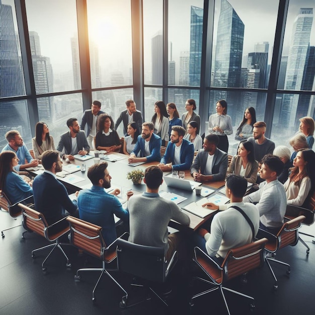 Фотография группы разнообразных людей на деловой встрече
