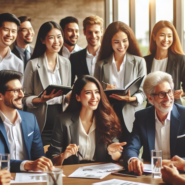 photo group of diverse people having a business meeting