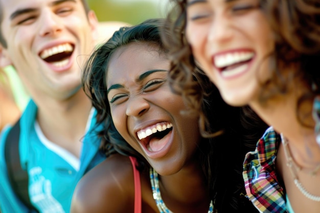 A photo of a group of friends laughing and having fun together