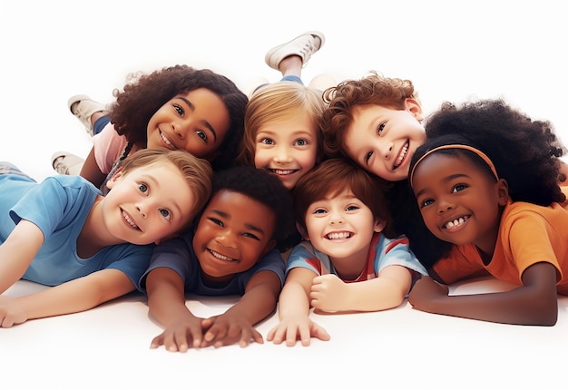 Foto gruppo di foto di bambini felici bambini squadra con sorrisi carini