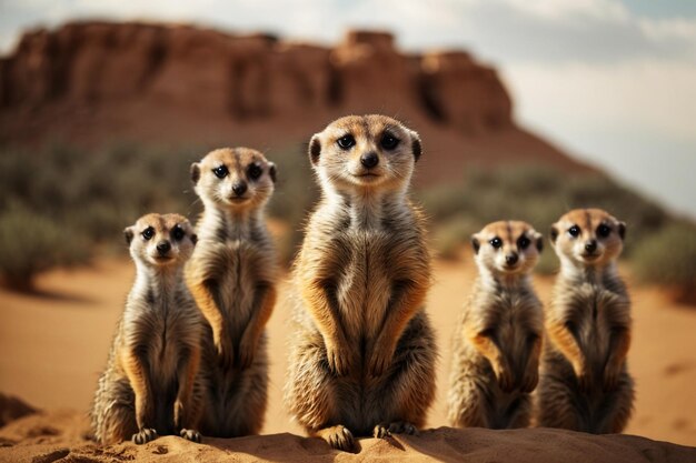 Photo photo a group of meerkats