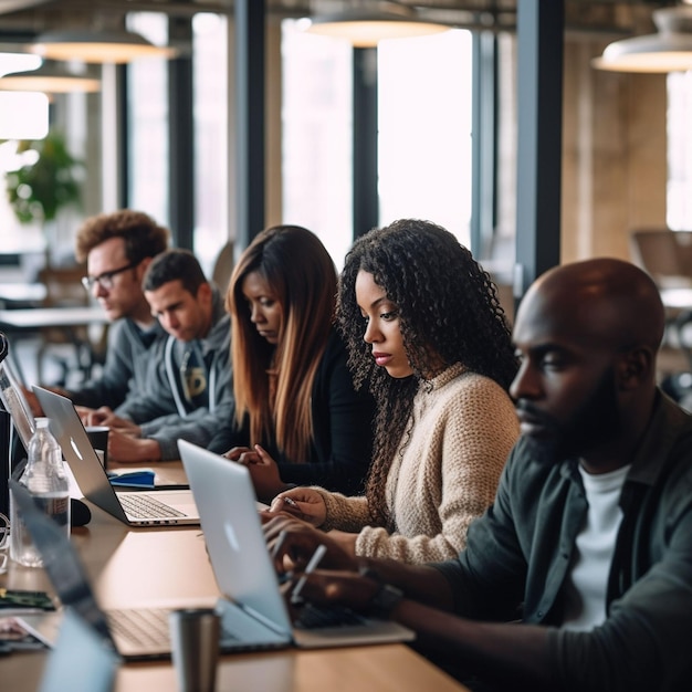 photo group of people working out business plan in an office