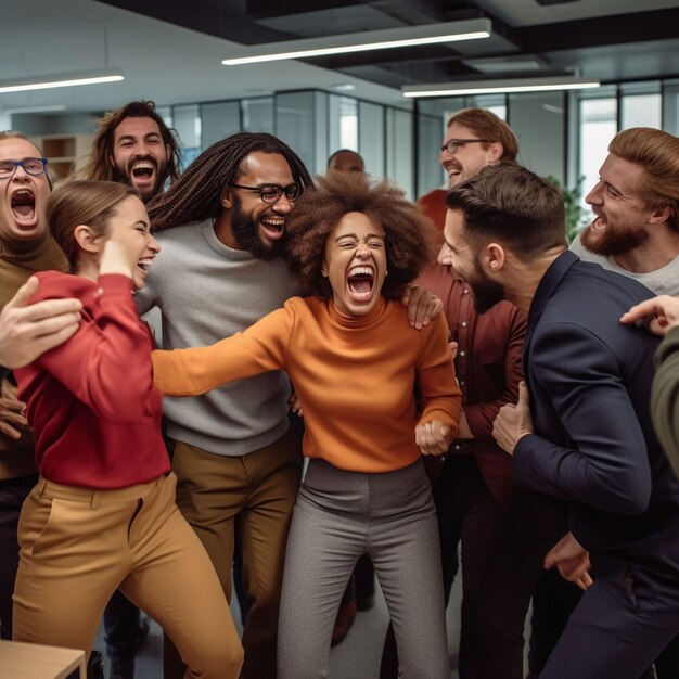 Photo group of people working out business plan in an office