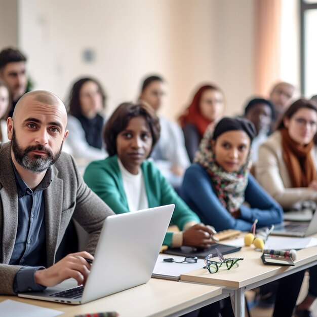 photo group of people working out business plan in an office