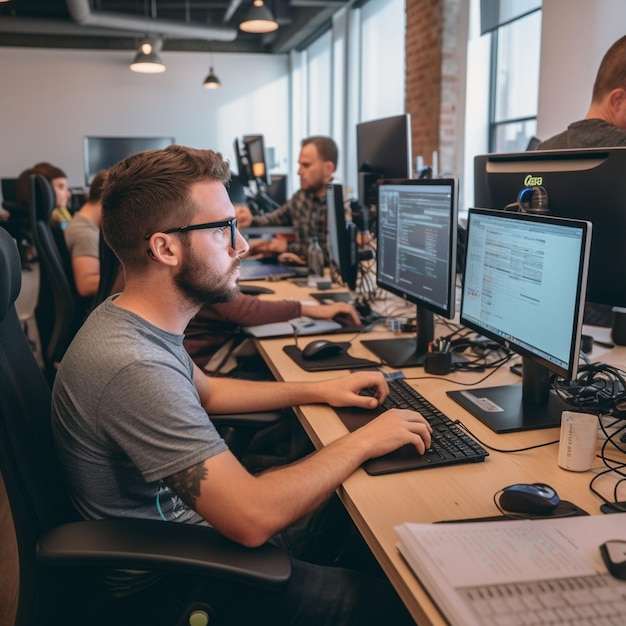 photo group of people working out business plan in an office