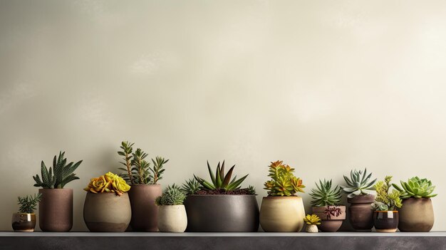 A photo of a group of succulent plants modern interior backdrop