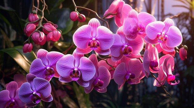 A photo of a group of vibrant orchid
