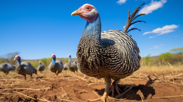 Photo of a guineafowl in the farmland