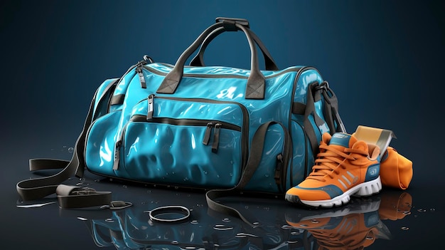 A photo of a gym bag with swimming gear