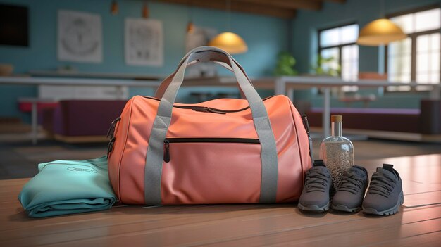 A photo of a gym bag with yoga attire