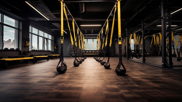 A Photo of a Gym Suspension Training Area with TRX Straps