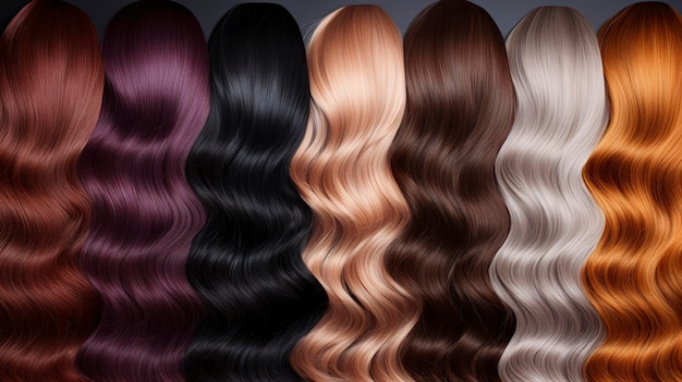 A photo of a hair color palette with various shades and tones