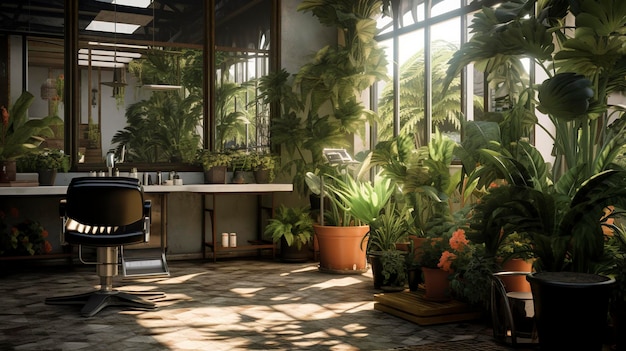 A photo of a hair salon's plant and greenery