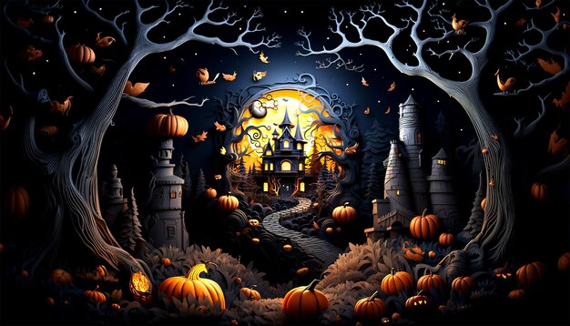 photo Halloween wallpaper with evil pumpkins