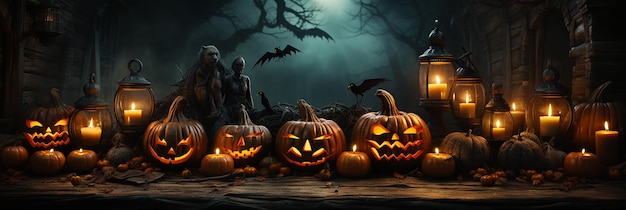 Photo halloween wallpaper with evil pumpkins
