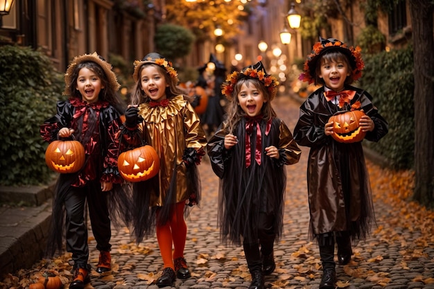 photo hallowen kids with pumpkin