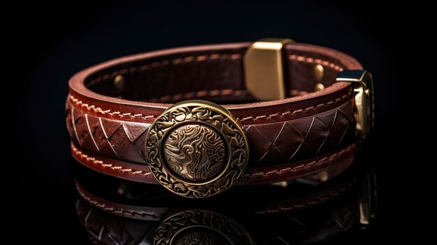 A photo of a handmade leather bracelet