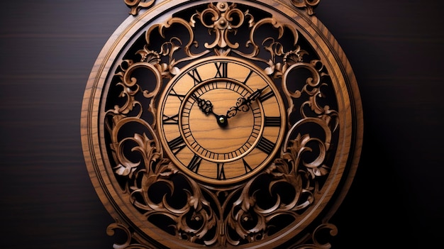 Photo a photo of a handmade wooden wall clock