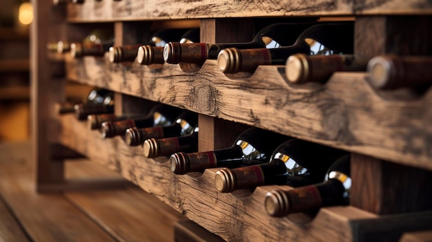 A photo of a handmade wooden wine rack