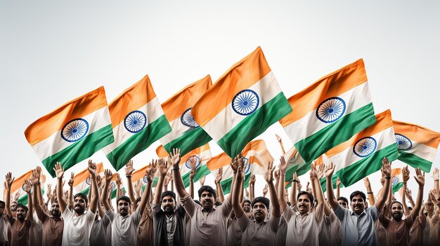 Photo hands waving flags of india