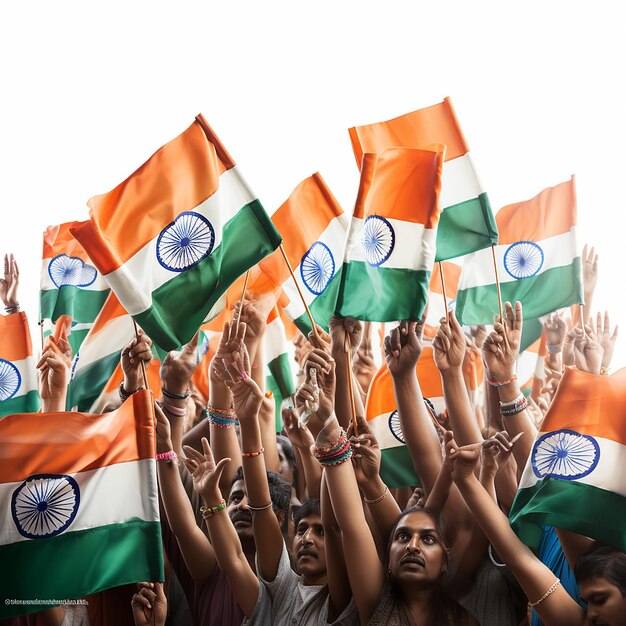 photo hands waving flags of india