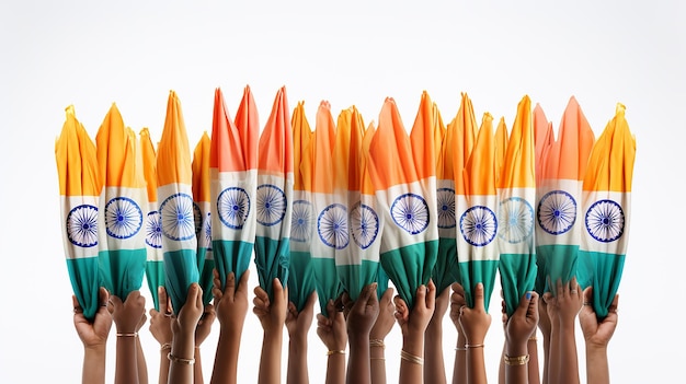 Photo photo hands waving flags of india