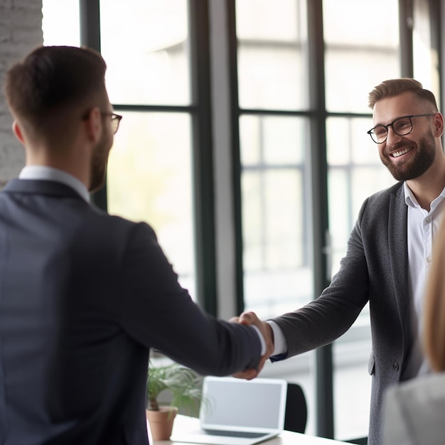 Photo photo of handshake closeup success business people handshaking