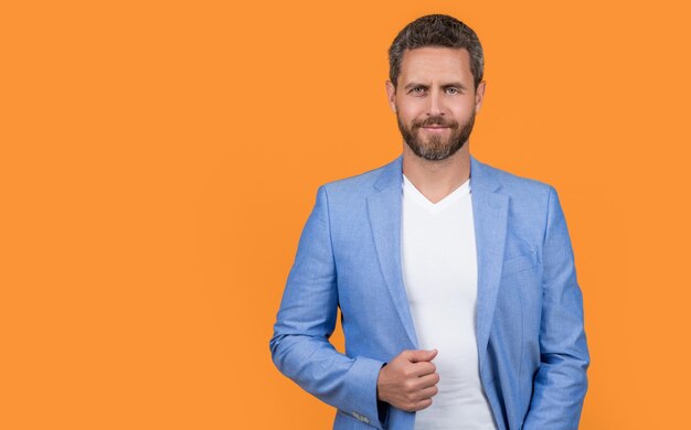 photo of handsome businessman wear suit with copy space businessman wearing formal jacket
