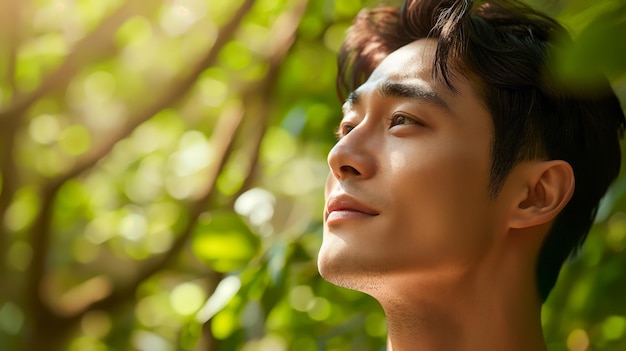 예쁜 한국인 남자의 사진 스킨케어 스파 콘셉트