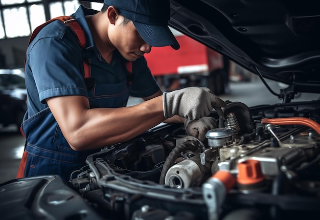 Photo photo of handsome vehicle repair mechanic