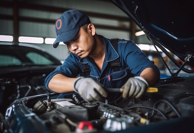 Photo photo of handsome vehicle repair mechanic