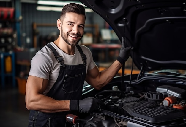 Photo photo of handsome vehicle repair mechanic