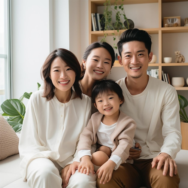 Photo photo happy attractive young asian family